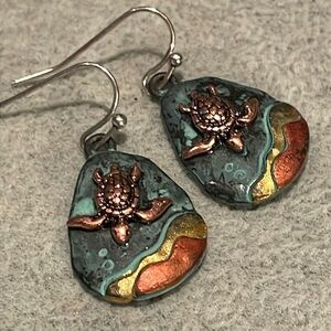 Copper Sea Turtle Earrings
